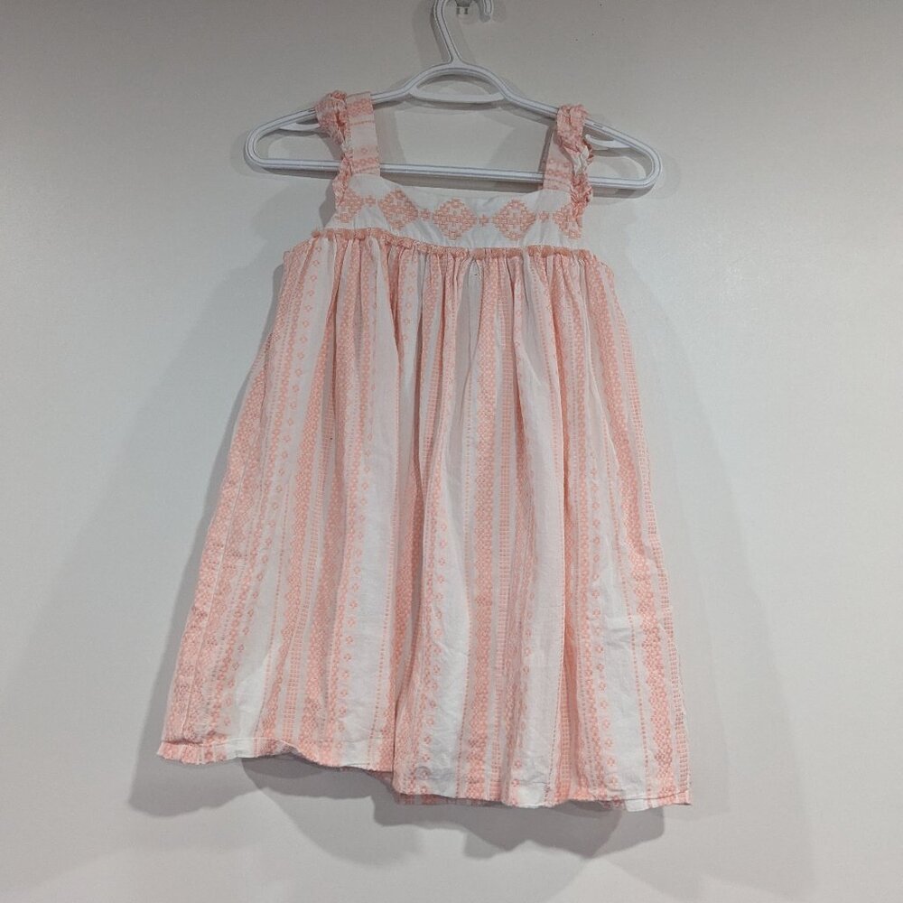 Tahari Sleeveless Baby Doll Dress White Pink Size 8